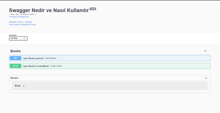 Swagger Arayüzünün Son Hali
